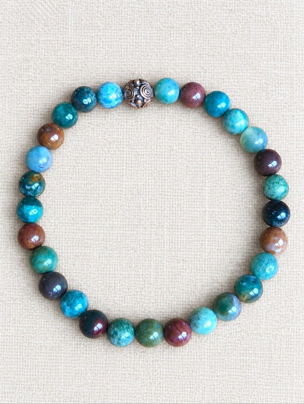 Indian Agate Beaded Stretch Bracelet | Handmade